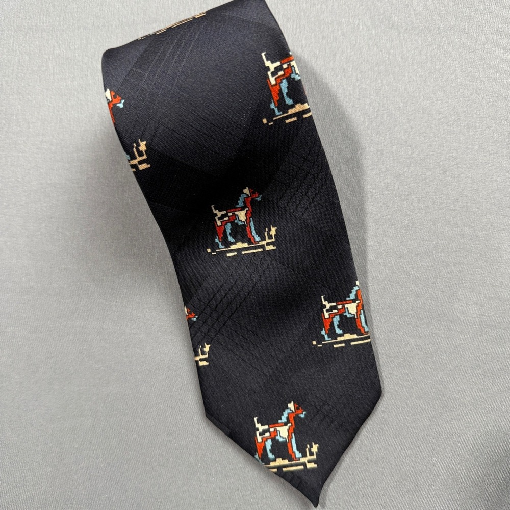 Silk Necktie Hand‎ Made in Italy, Horse Pattern Dress Tie for Men